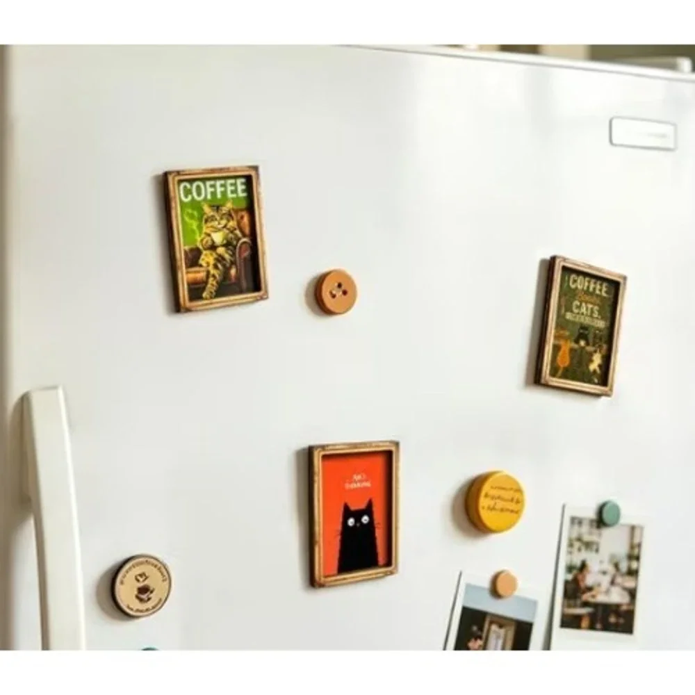 Cat Magnet Cats Coffee Books Funny Humor Framed Miniature Magnet New Cute!